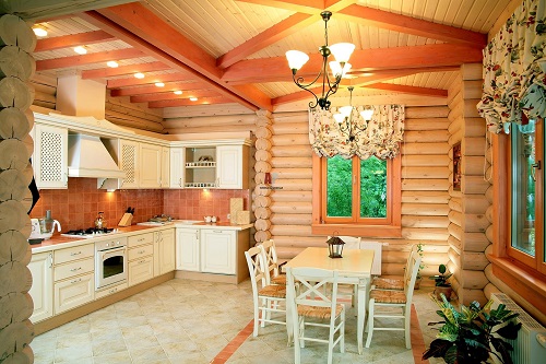интерьер в деревянном доме из бруса в стиле прованс